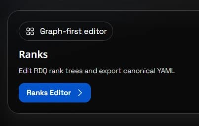 Ranks editor canvas used to review or redesign progression flow visually.
